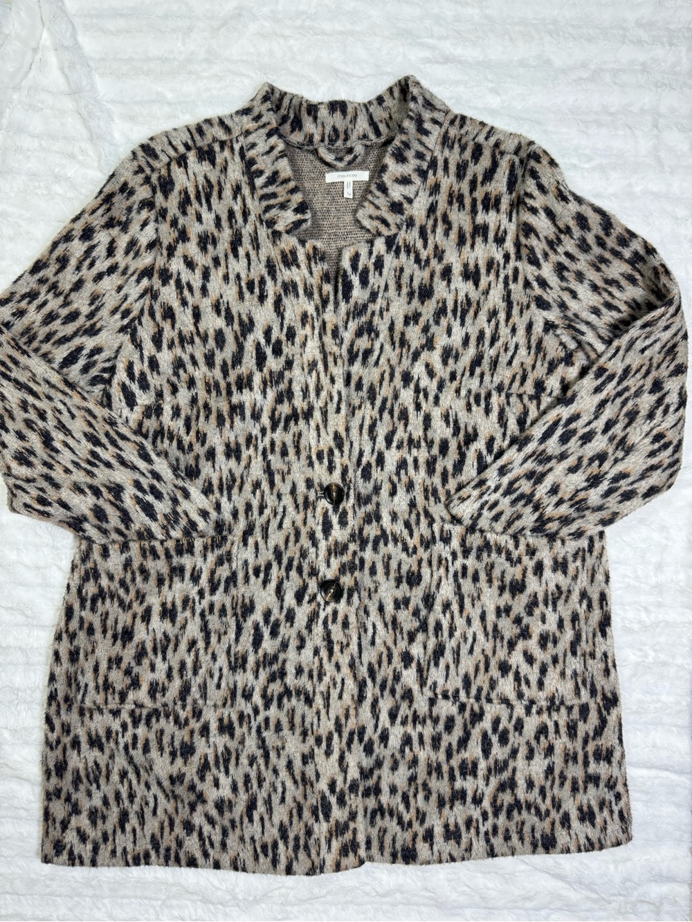 Maurices Leopard-Print Button Mid Length Jacket - Beige/Black/Brown - Size 1X